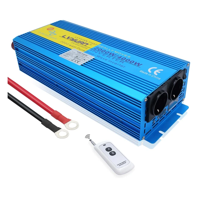 Inversor de Corriente Sinusoidal Pura 2000W 12V a 220V con Mando a Distancia