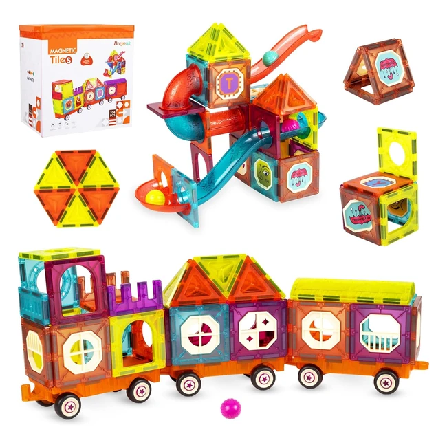 Blocs de Construction Magntiques Beeyouk 104 pices Montessori - Cadeau pour 