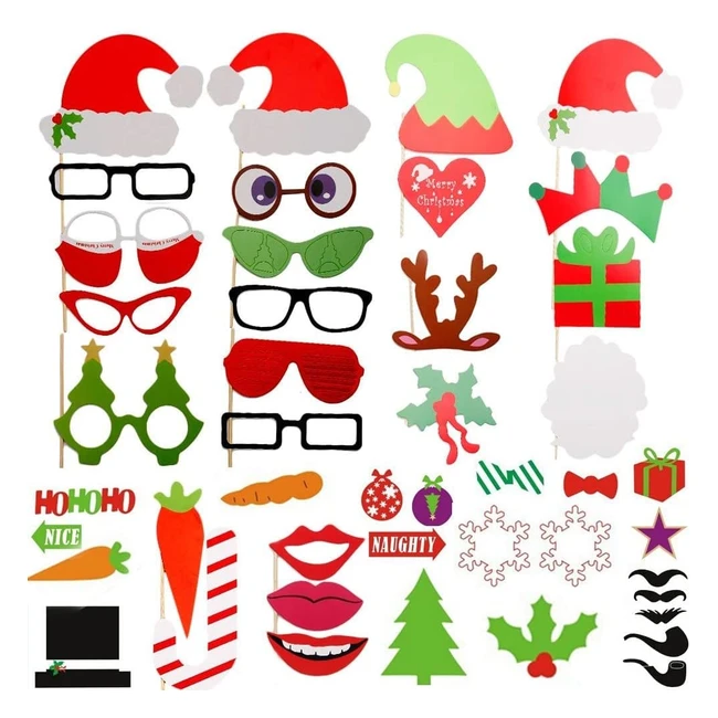 Uten 50 pcs Christmas Party Photo Booth Props - Fun and Festive Decorations for 