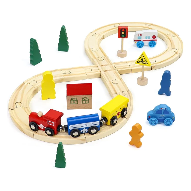 Giochi in legno per bambini - Trenino educativo - 33 pezzi