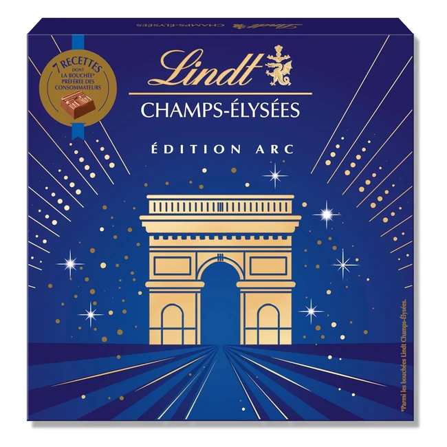 Boîte Champs-Élysées Lindt Édition Arc Assorti - Chocolats Lait, Noir et Blanc - Praliné Croustillant et Onctueux - Idéal pour Noël - 231g