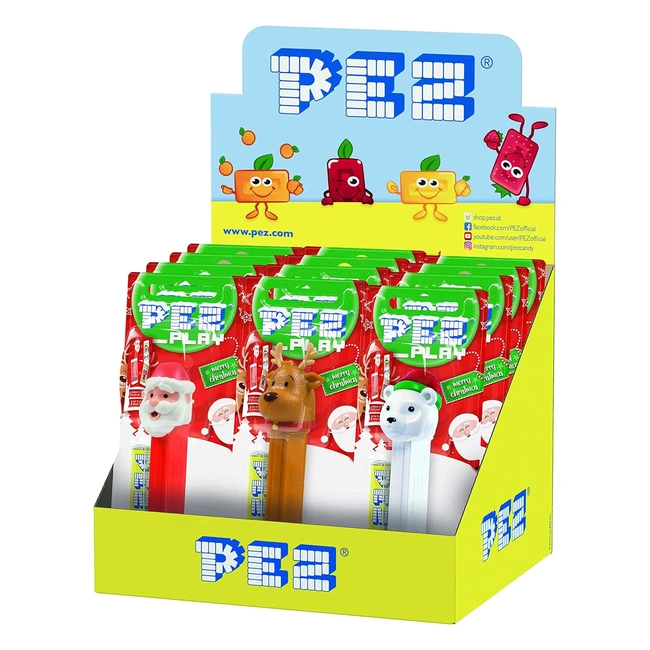Pez Bote Présentoir de 12 Blisters Noël - Distributeur & Recharge de Bonbons Fruits