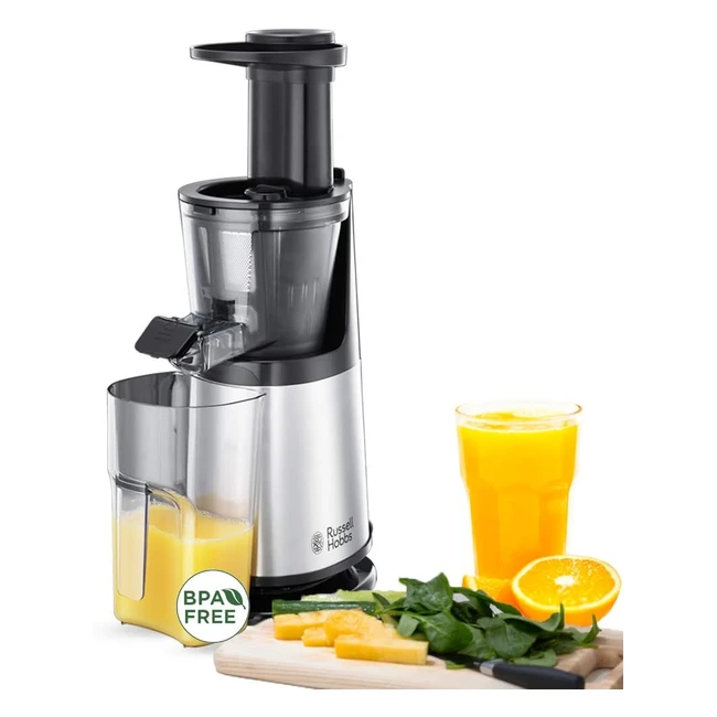 Estrattore di Succo Russell Hobbs 150W - Estrazione a Freddo - Acciaio - 2 Filtri - Funzione Reverse - Affetta Frutta Congelata