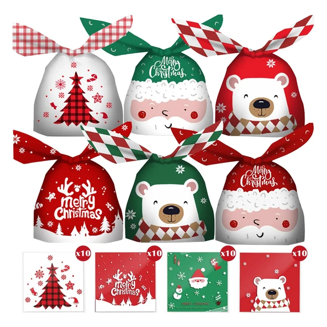 Sacchetti Regalo di Natale FulljoyHut - 100 Pcs Plastica Orecchio Coniglio - Borse Dolci Festa