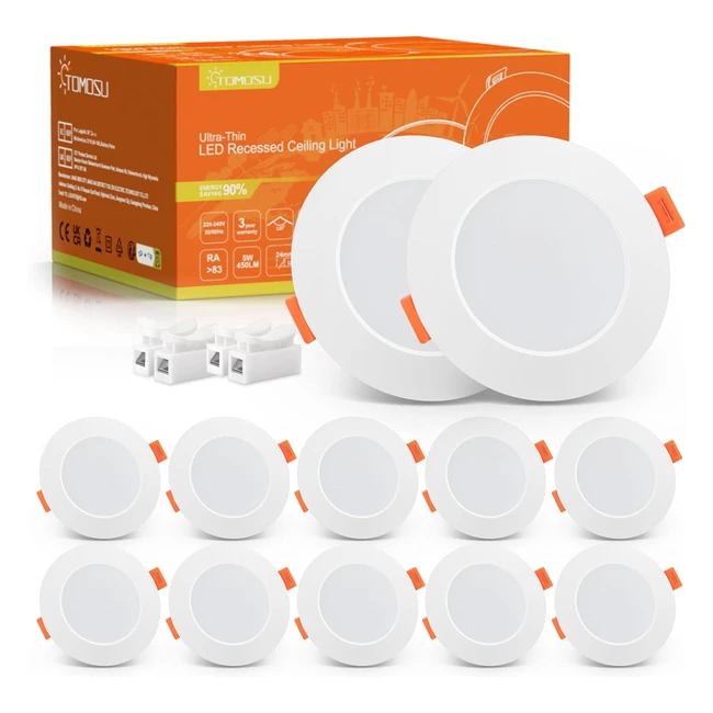 Pack 10 Downlight LED Techo Empotrable 5W 450lm Luz Clida 3000K IP44