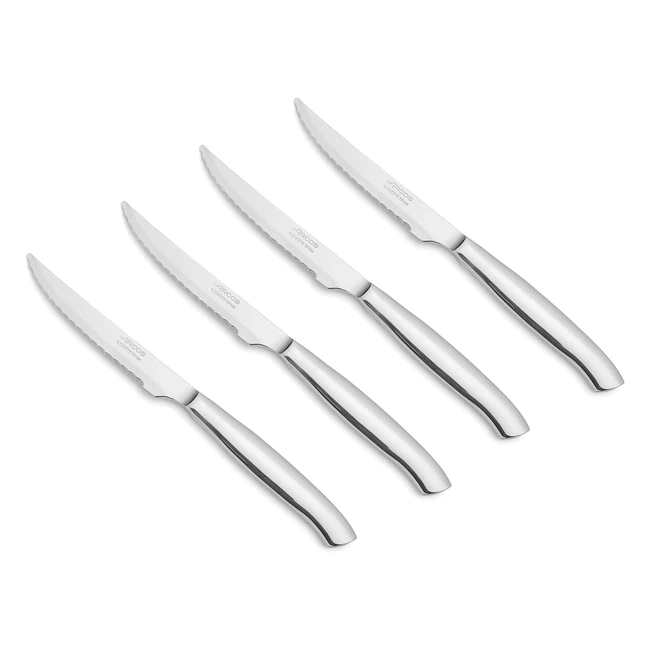 Arcos Juego 4 Cuchillos de Mesa - Hoja Serrada 110mm - Acero Inoxidable - Plata