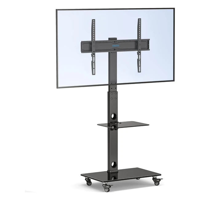 Meuble TV Bontec avec roulettes pour écrans plasma/LCD/LED 30-70 pouces jusqu'à 40 kg, 6 réglages de hauteur, étagères en verre trempé, VESA 600x400 mm
