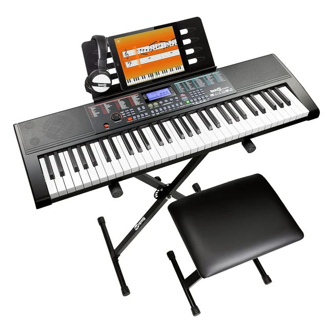 Rockjam 61-Tasten Keyboard Piano Set mit Stnder Bank Kopfhrern Notenstick