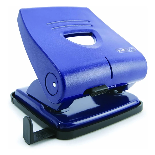 Perforadora Rapesco PF827PL2 de 2 agujeros, capacidad 30 hojas, azul