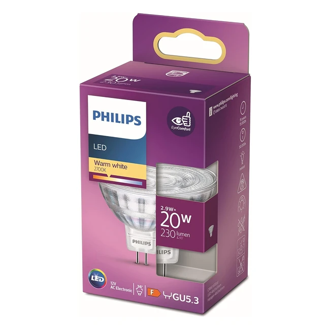 Philips Ampoule LED Spot GU53 20W Blanc Chaud Verre - Éclairage Instantané