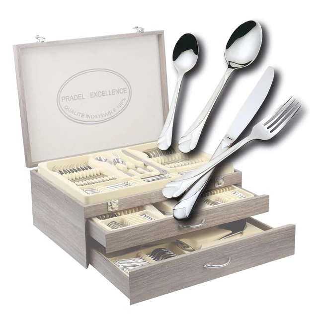 Coffret Ménagère Pradel Excellence D635C113 - 113 Couverts en Acier Inoxydable