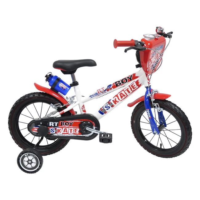 Bicicletta per bambini RT Boy Skate misura 16 - Freni, Stabilizzatori, Mascherina e Borraccia inclusi