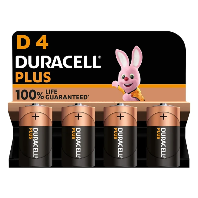 Duracell Plus D Mono Alkaline Batteries 15V LR20 MN1300 - Pack of 4