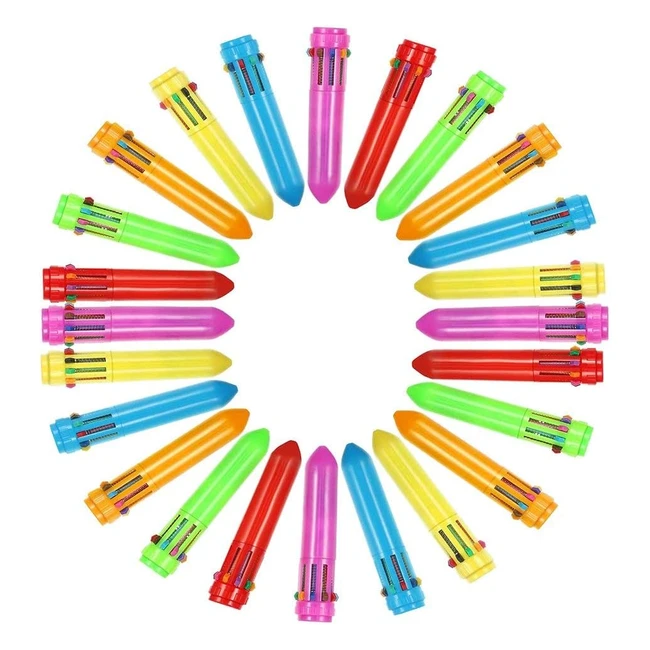 Penne Multicolore 24 Pezzi Retrattile - Mini Shuttle Penne 10in1colorate per Uff