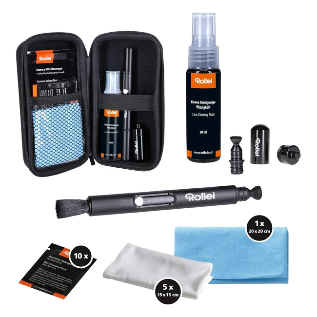 Kit Pulizia Macchina Fotografica Rollei Pro - Regalo Fotografi - Lenspen, Panni Microfibra, Salviette Umidificate