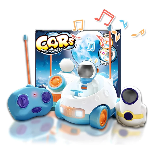 Voiture télécommandée astronomie enfant 2-6 ans - RC avec lumières, musique et 2 jouets astronautes