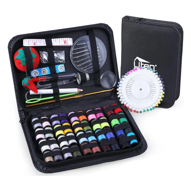 Sewing Kit Organizer - DIY Supplies for Beginners - Scissors, Thimble, Thread, Needles - Compact & Portable