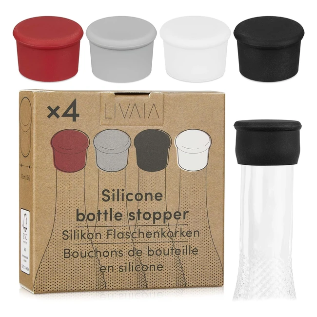 Universaler Flaschenverschluss 4x Silikon Flaschendeckel für Wein und Bier - Livaia