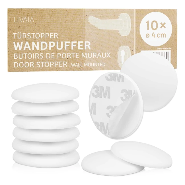 Wand Türstopper Set, selbstklebend, 10x, weiß, Livaia