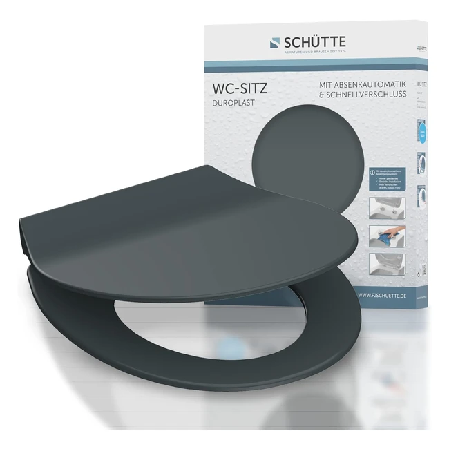 Abattant WC Slim Schtte 82704 Anthracite - Design Filigrane, Fermeture Lente