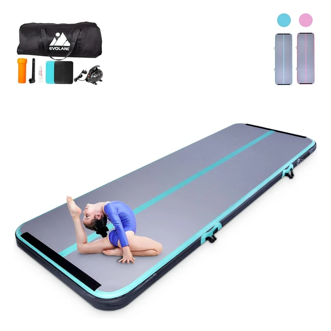 Evoland 3m Inflatable Gymnastics Mat - 10cm Thick - Practice Gymnastics Workout 
