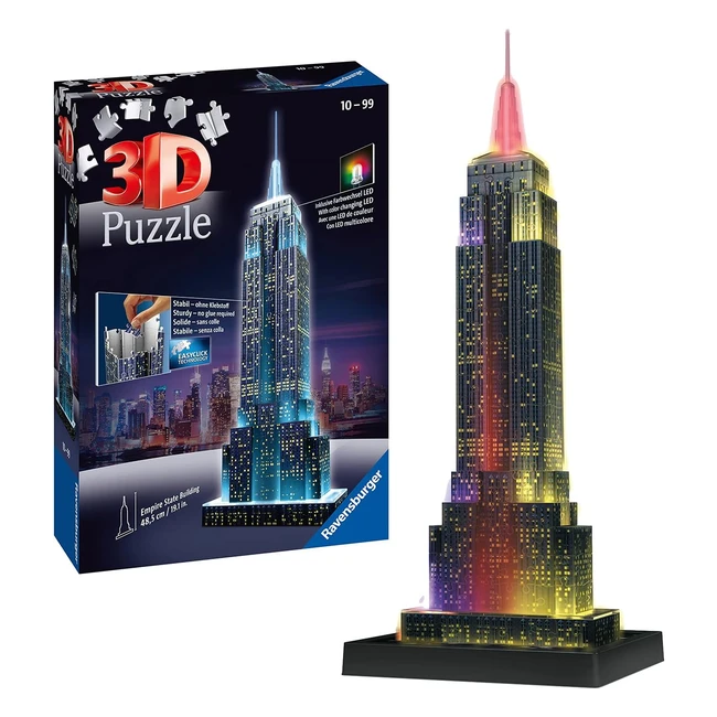 Ravensburger Empire State Building 3D Puzzle - Night Edition, 216 Pieces, LED Lighting