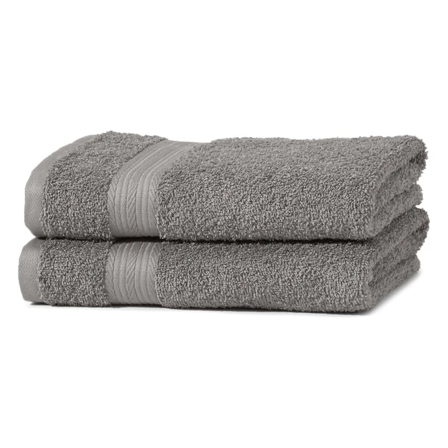 Lot de 2 serviettes mains résistantes à la décoloration - Gris 50L x 100W
