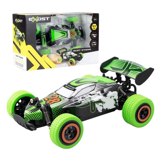 EXOST 20639 Dust Storm Buggy RC Race Car Offroad Tyres, 24GHz Control, Children 5+, Green/Black