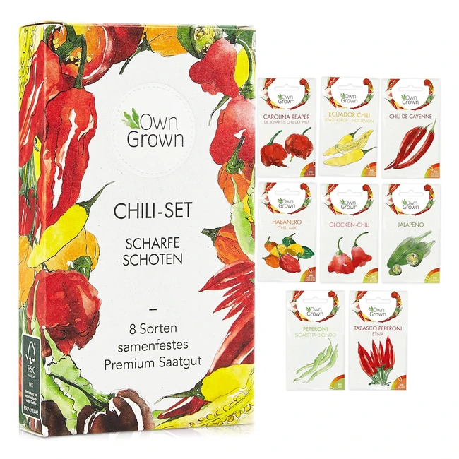 Premium Chili Samen Set - 8 Sorten für Garten und Balkon - Bunte und alte Chili Pflanzen