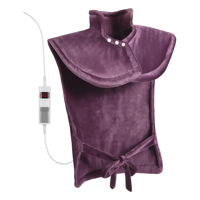 Almohadilla Térmica Eléctrica para Espalda, Hombros y Cuello - 6 Niveles de Temperatura - Apagado Automático 15 Horas