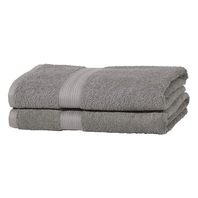 Set de 2 serviettes de bain en coton résistant à la décoloration, gris, 140 x 70 cm
