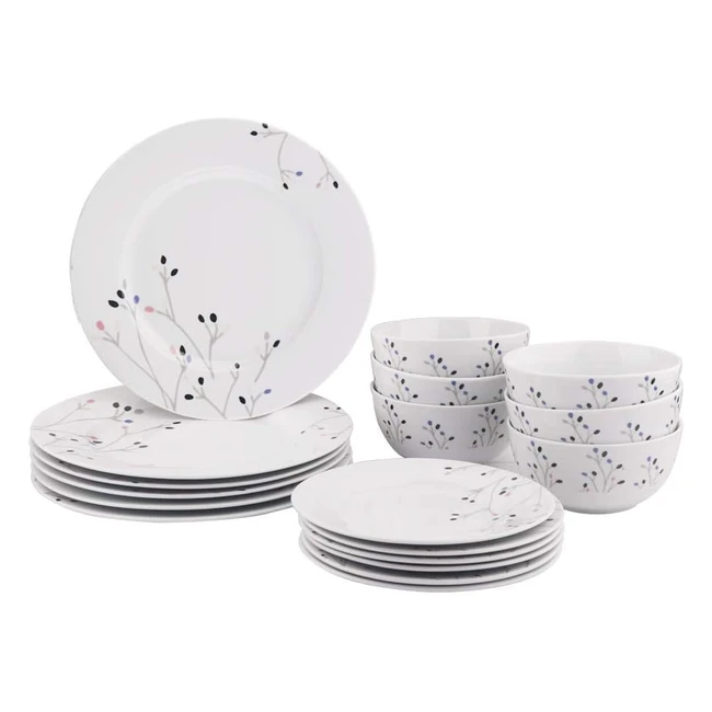 Amazon Basics 18-Piece Dinnerware Set | Service for 6 | Elegant Modern Design