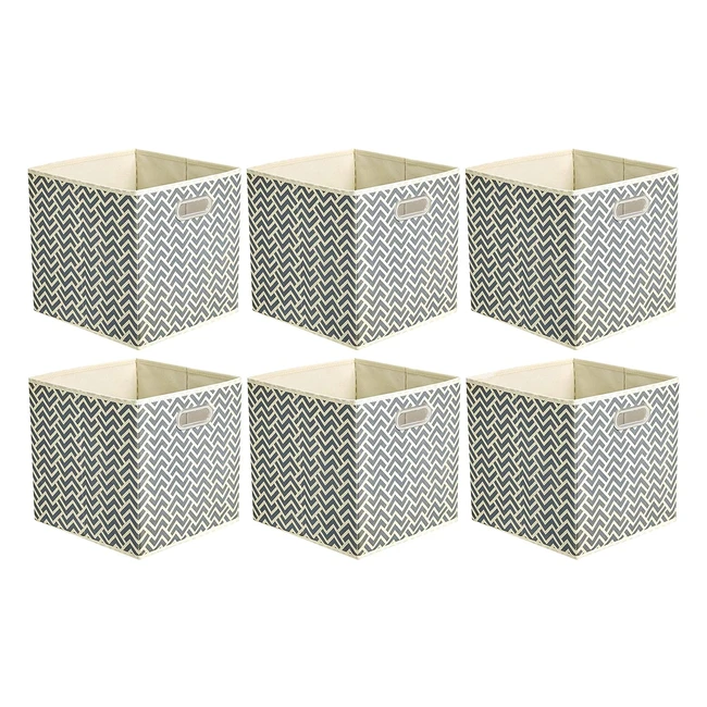 Amazon Basics Aufbewahrungswürfel aus Stoff, faltbar, 6er-Pack, grau