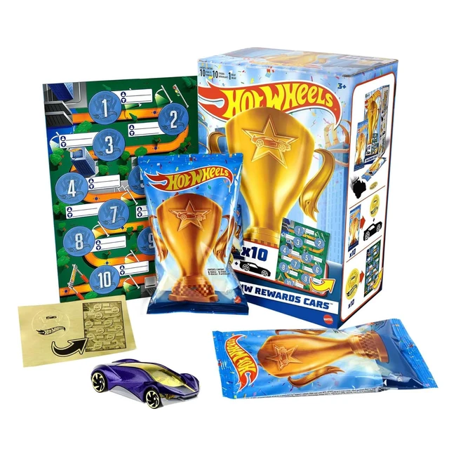 Hot Wheels HGJ94 - Pack of 10 Fahrzeuge, Belohnungswagen einzeln verpackt mit Goldsticker, Diecast Auto im Maßstab 1:64, zufällige Auswahl, Spielzeugautos Geschenk für Kinder ab 3 Jahren