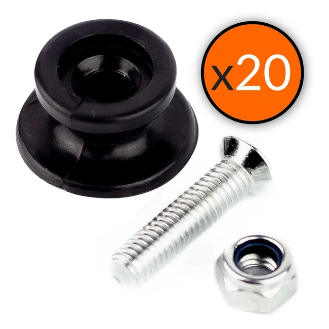 20 Bottoni Rotondi per Rimorchio - Upgrade4Cars - Accessori in Plastica con Viti - Ref. 123456