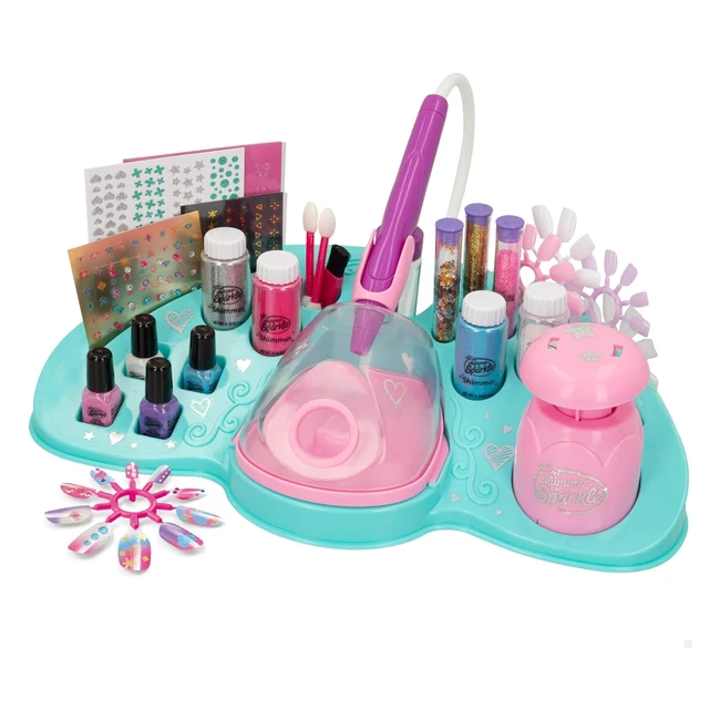 Kit Uñas Postizas para Niñas y Pintauñas con Aerógrafo Shimmer n Sparkle - Colorbaby 46919