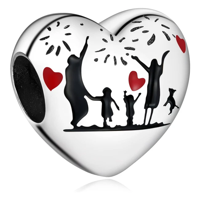 Bijoux hzhenyue pour maman - Perles cœur pour bracelet ou collier - Argent 925 - Avec zircone cubique - Cadeaux anniversaire, Noël, Halloween, Saint-Valentin