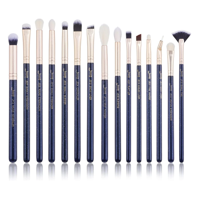 Set de 15 pinceles de maquillaje Jessup, sombra de ojos, cejas, delineador y labios