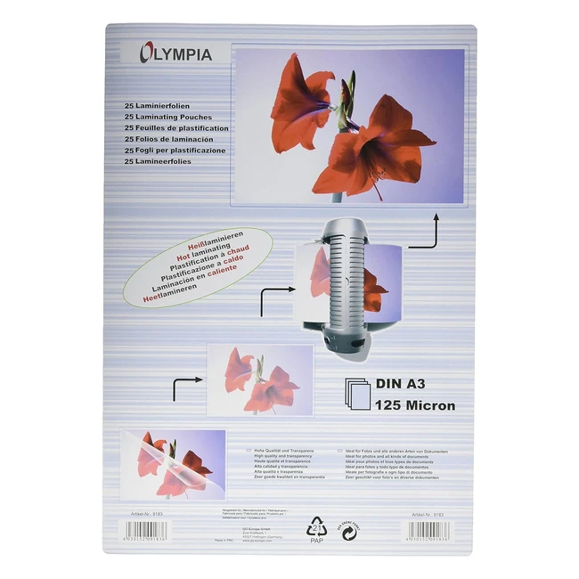Buste di plastificazione Olympia A3 125 micron - Confezione da 25