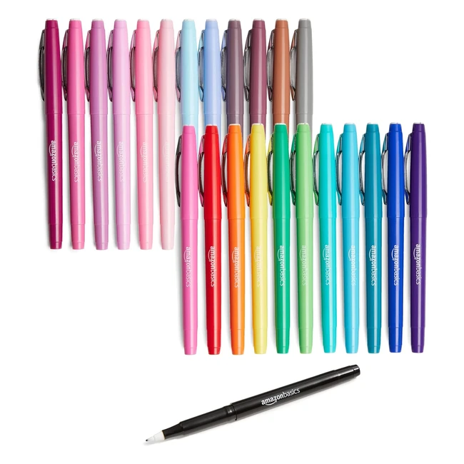 Marqueurs feutre Amazon Basics, couleurs assorties, lot de 24