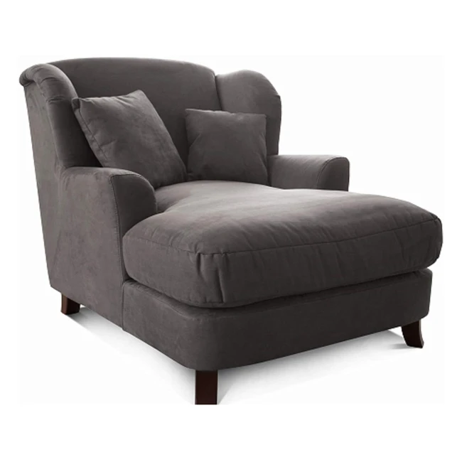 Cavadore XXL-Sessel Assado - Großer Polstersessel mit Holzfüßen und großer Sitzfläche - Inkl. 2 Zierkissen - Mikrofaser Grau