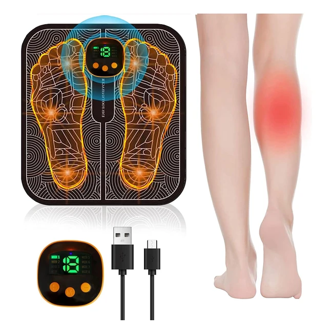 EMS Foot Massager - Portable  Foldable - 8 Modes 19 Intensities - Relax Muscles