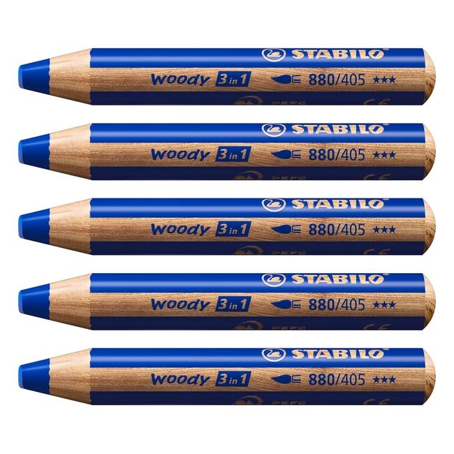 Lot x 5 crayons de couleur Stabilo Woody 3in1 - Outremer
