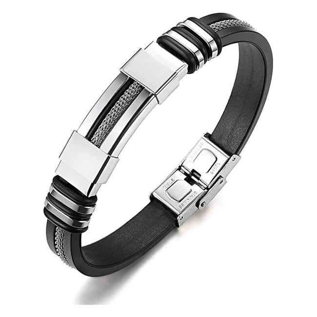 Bracelet homme silicone noir Anazoz - Réf. 22cm - Accessoire fantaisie