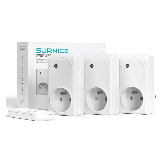 Prise programmable sans fil 3 prises électriques + télécommande | Portée 40m | Fonction All On/All Off