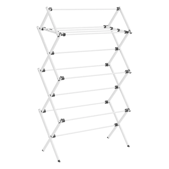 Songmics Foldable Clothes Airer Drying Rack | Compact Clothes Horse Dryer | Steel Frame | Easy Assembly | Indoor Outdoor Use | White | LLR770W01