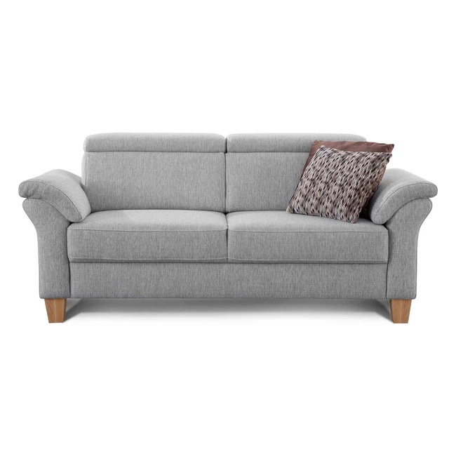 Cavadore 3-Sitzer Sofa Ammerland, Federkern, Landhausstil, verstellbare Kopfstützen