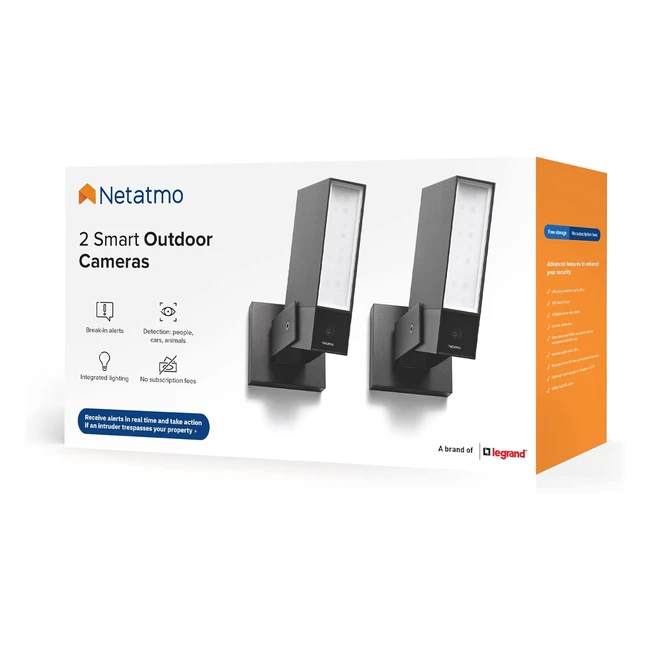 Netatmo 2 Smart Outdoor Security Cameras Pack - WiFi, Floodlight, Night Vision - NBU2NOCAMZ
