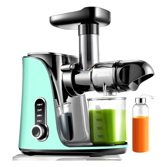 Extracteur de jus AMZChef avec double vitesse - Modes Soft et Hard - Jus de fruits et légumes - Juicer machine avec bouteille et 2 tasses - Vert