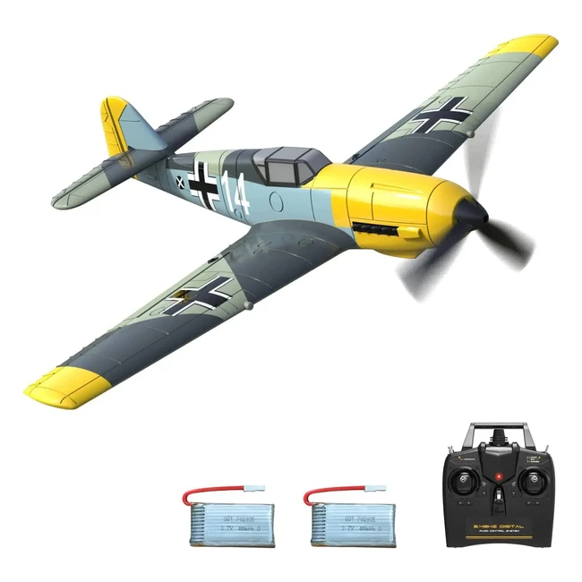 Avión RC VolantexRC BF109 de 4 canales con estabilizador giroscópico de 6 ejes y 2 baterías